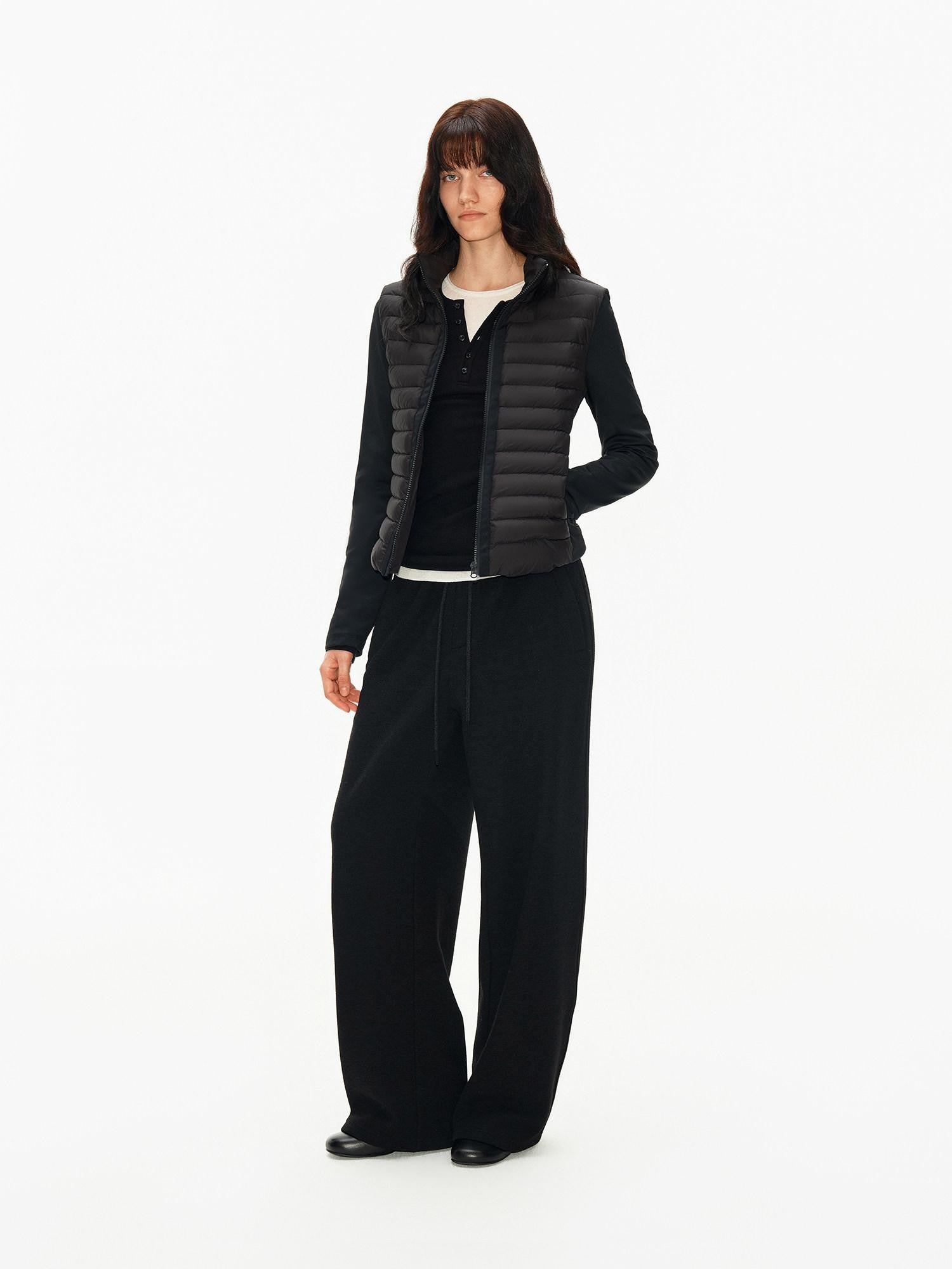 Northbutsouth Slub Texture Adjustable Waist Curved Cut Women&