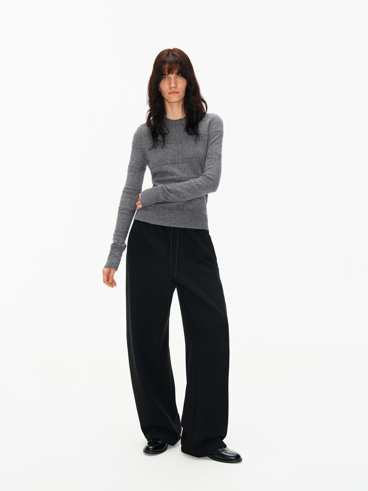 Northbutsouth Slub Texture Adjustable Waist Curved Cut Women&