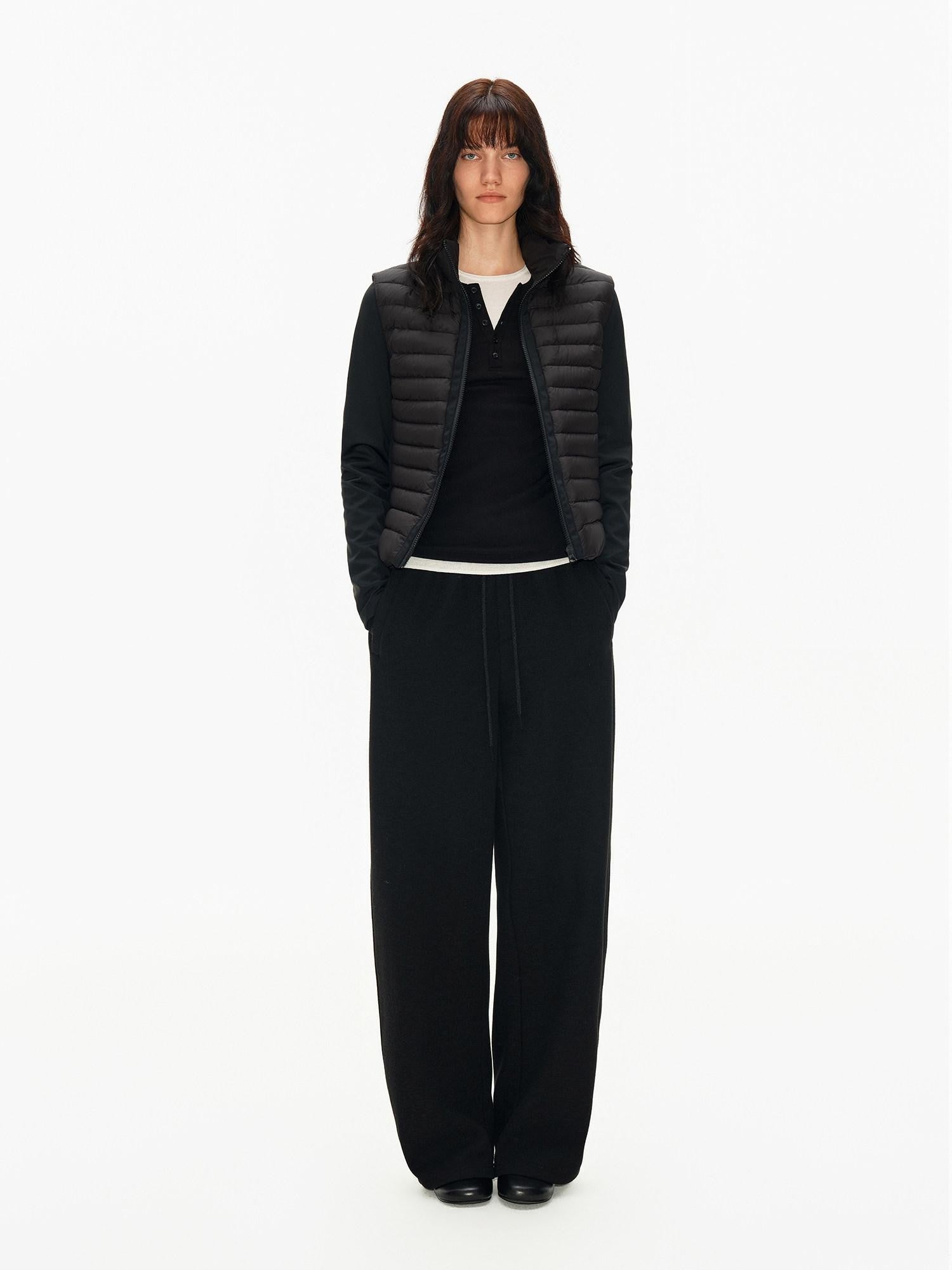 Northbutsouth Slub Texture Adjustable Waist Curved Cut Women&
