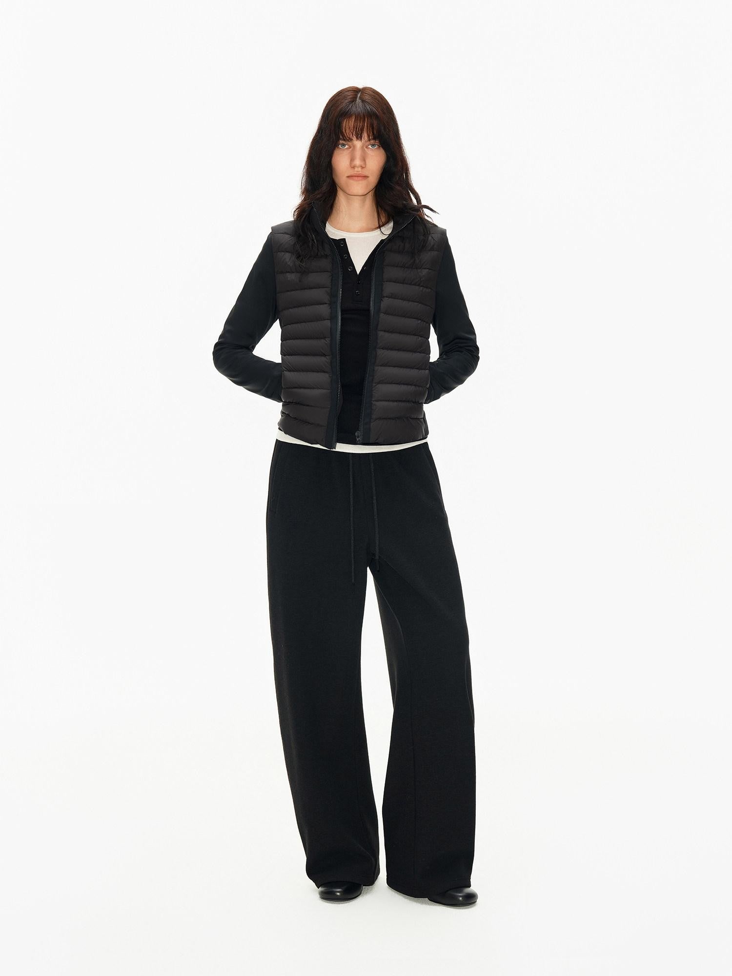 Northbutsouth Slub Texture Adjustable Waist Curved Cut Women&