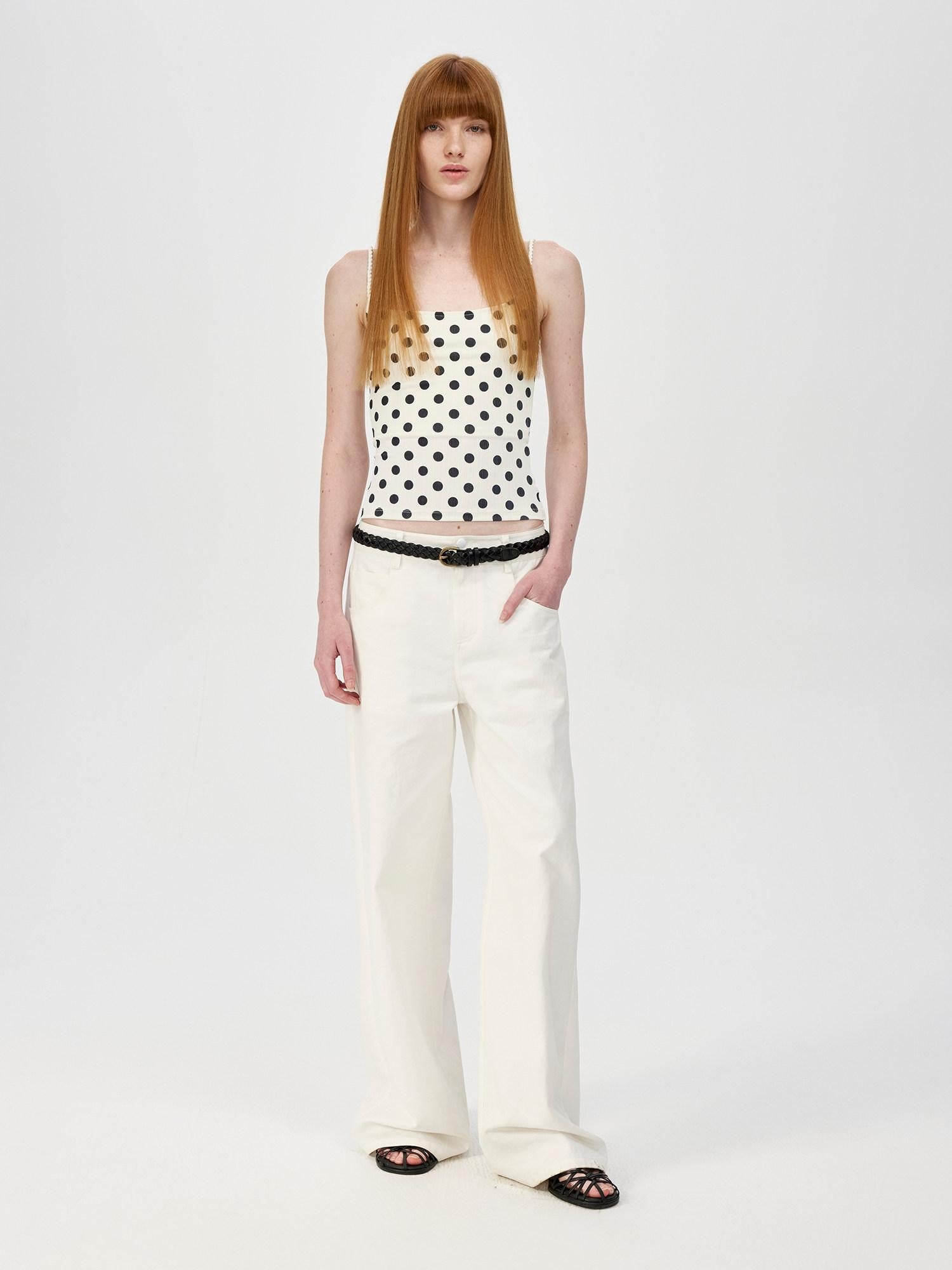 Northbutsouth Small Polka Dot Striped Textured Slim Fit Women&