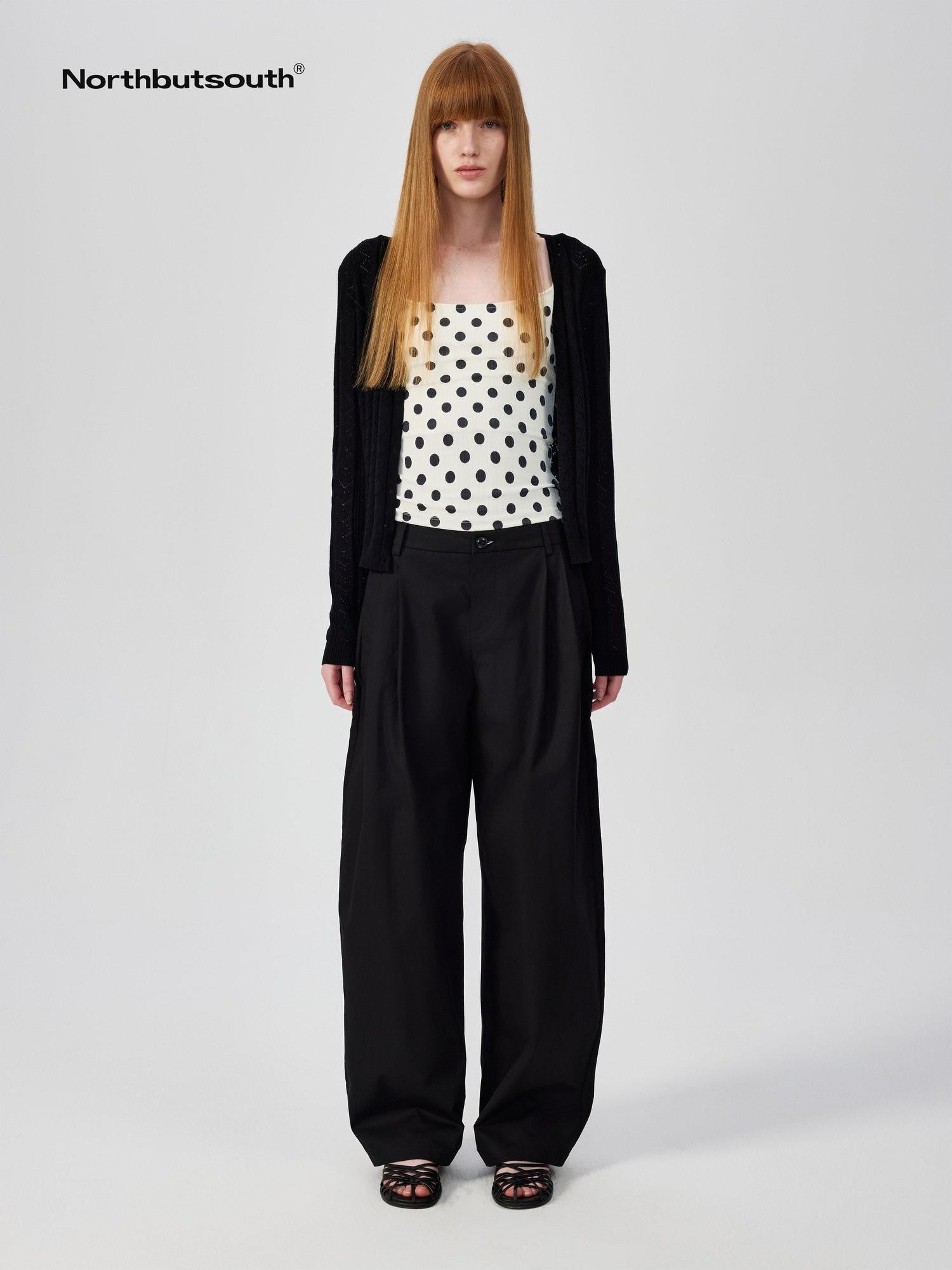 Northbutsouth Small Polka Dot Striped Textured Slim Fit Women&