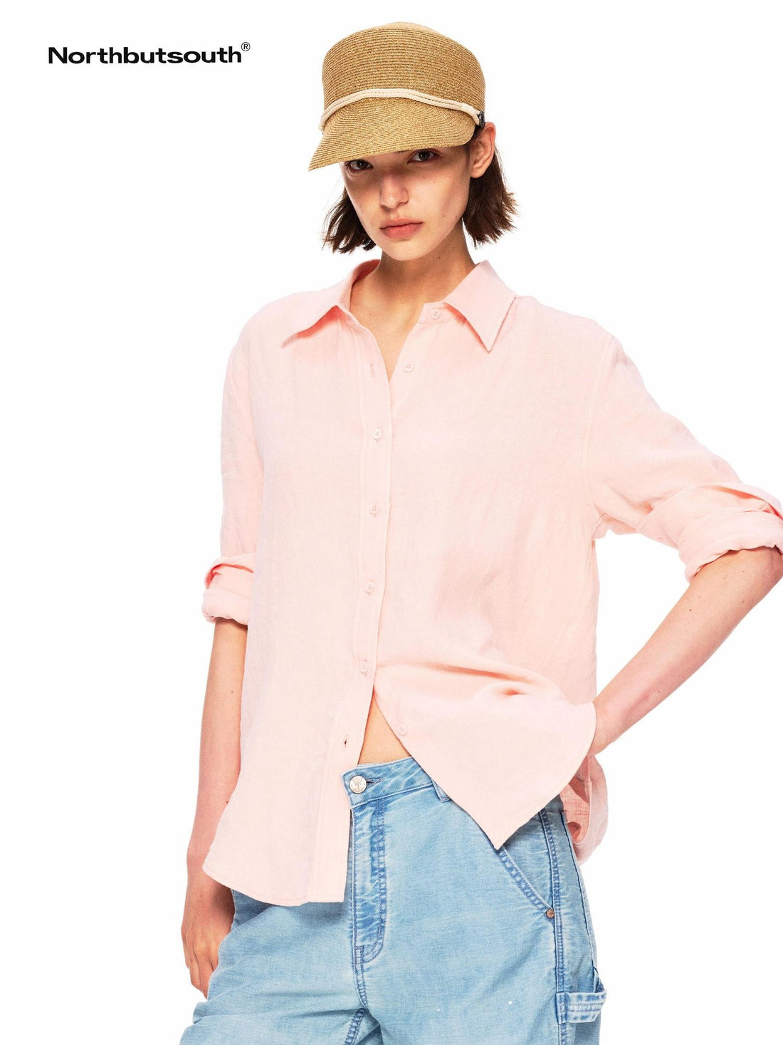 Northbutsouth Small Square Collar Loose Casual Long Sleeve Women&