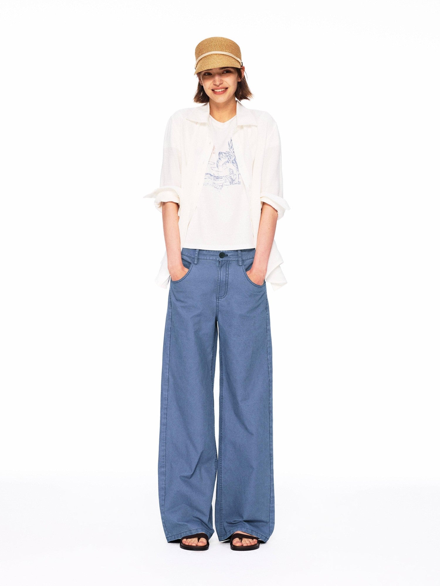 Northbutsouth Small Square Collar Loose Casual Long Sleeve Women&