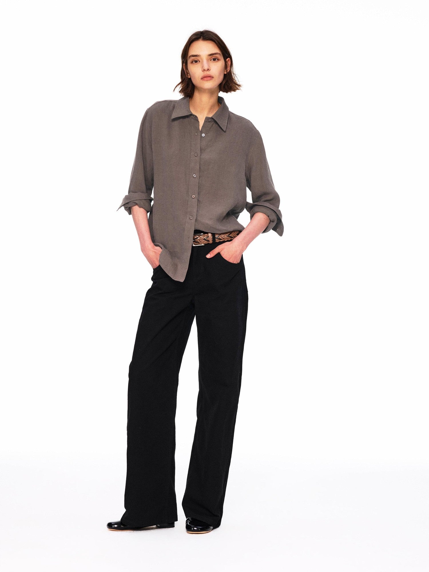 Northbutsouth Small Square Collar Loose Casual Long Sleeve Women&