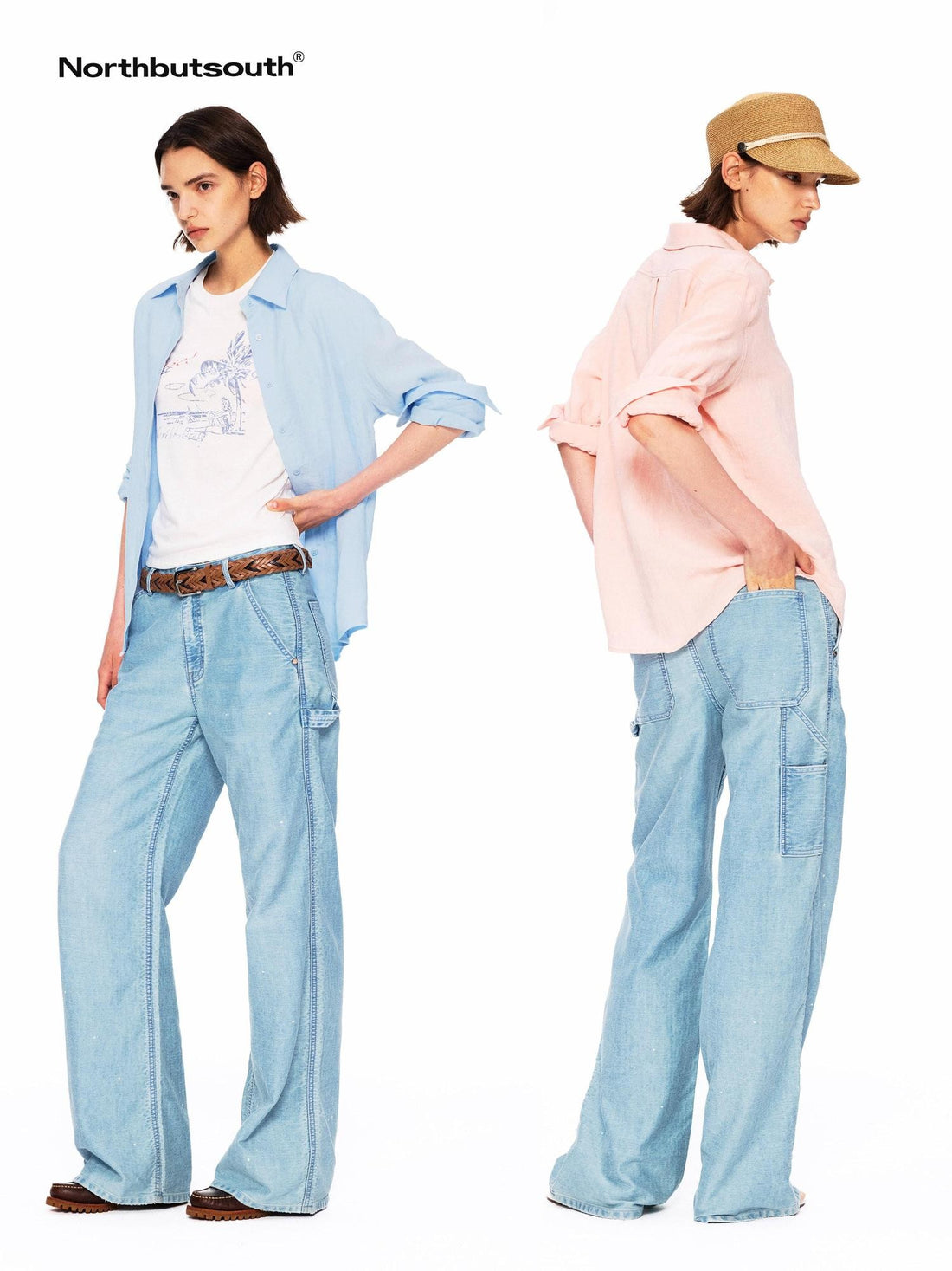 Northbutsouth Small Square Collar Loose Casual Long Sleeve Women&