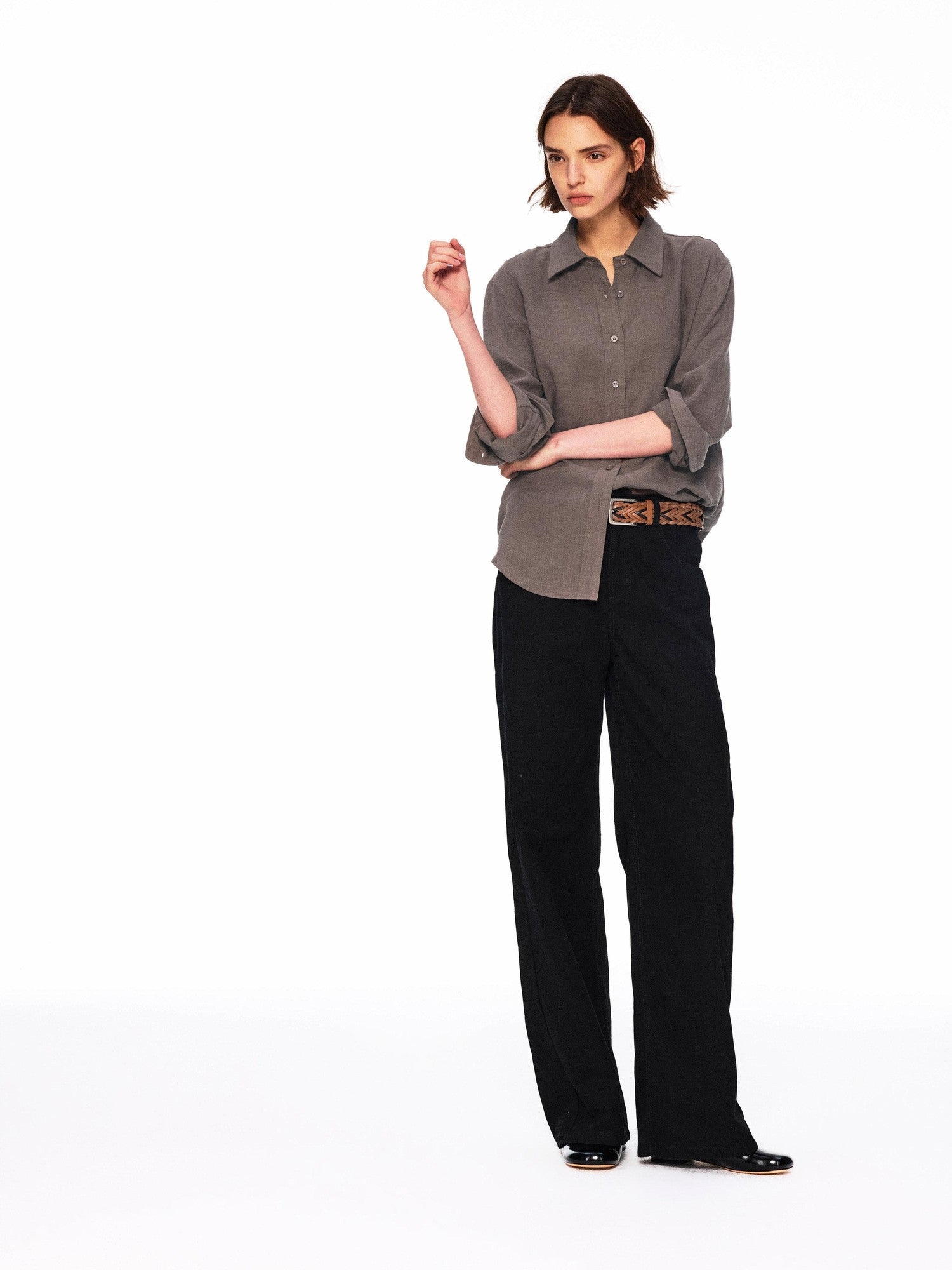 Northbutsouth Small Square Collar Loose Casual Long Sleeve Women&