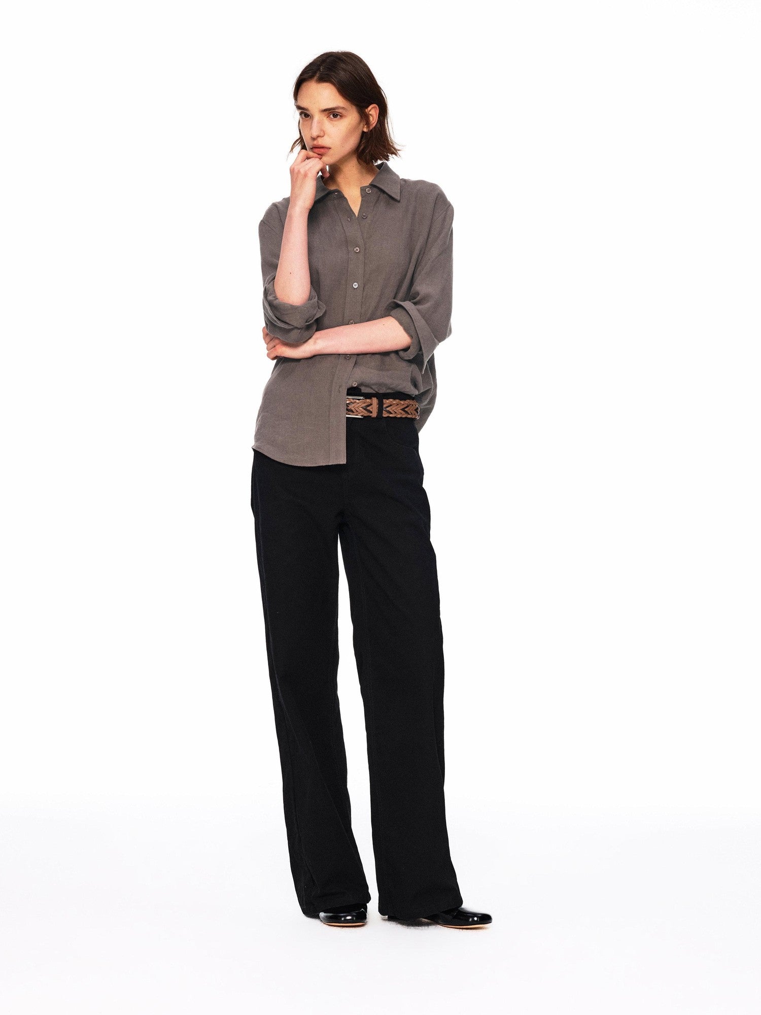 Northbutsouth Small Square Collar Loose Casual Long Sleeve Women&