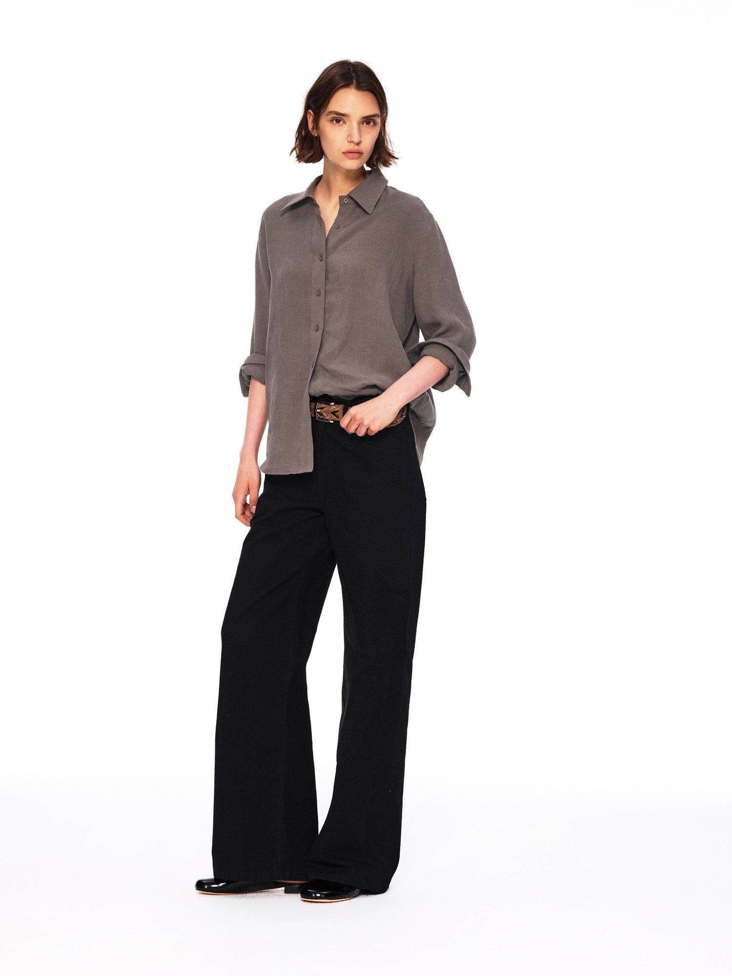 Northbutsouth Small Square Collar Loose Casual Long Sleeve Women&