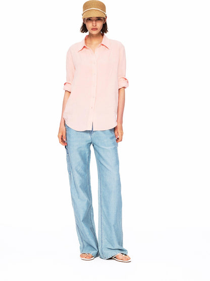 Northbutsouth Small Square Collar Loose Casual Long Sleeve Women&