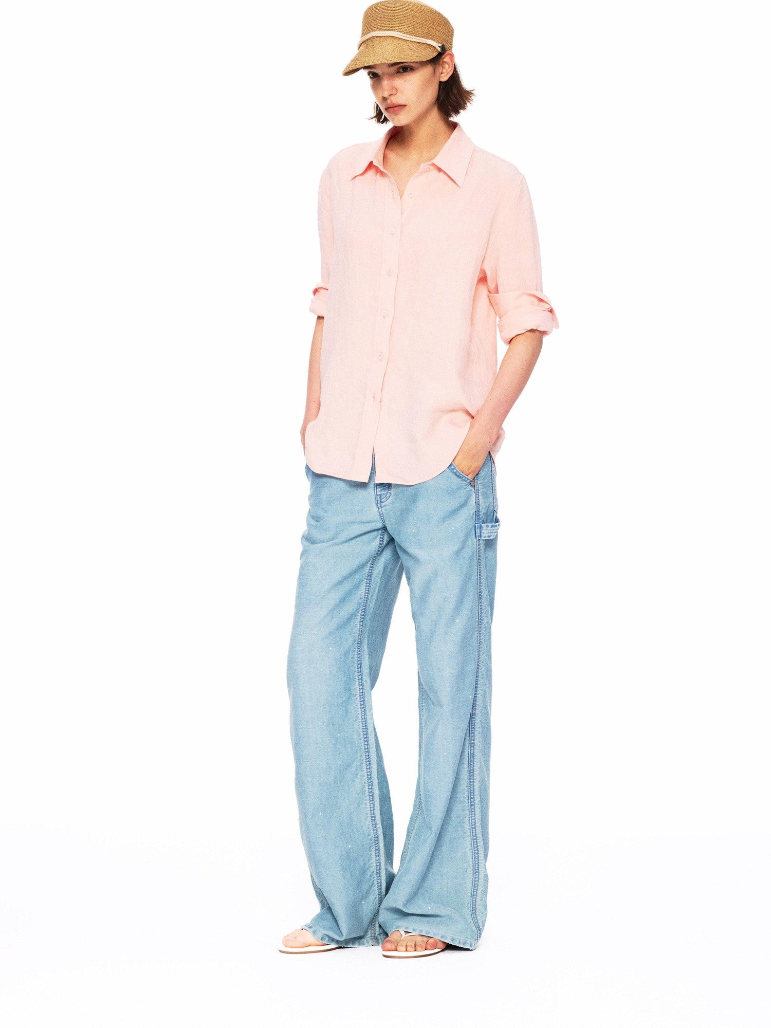 Northbutsouth Small Square Collar Loose Casual Long Sleeve Women&