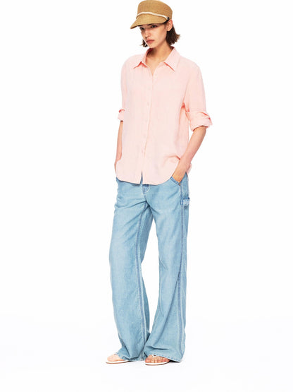 Northbutsouth Small Square Collar Loose Casual Long Sleeve Women&
