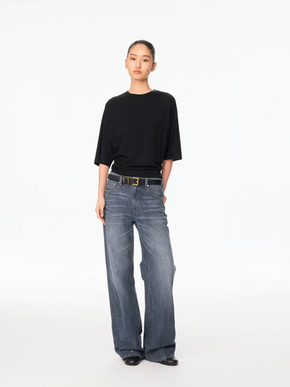 Northbutsouth Smoky Blue Washed Slub Mid Low Rise Women&