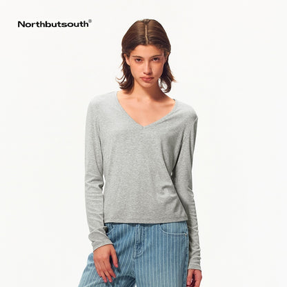 Northbutsouth_Snowflake_Texture_V-neck_Lyocell_Linen_Women&