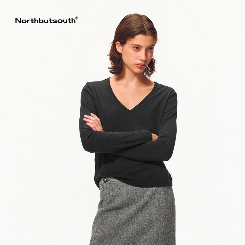 Northbutsouth_Snowflake_Texture_V-neck_Lyocell_Linen_Women&