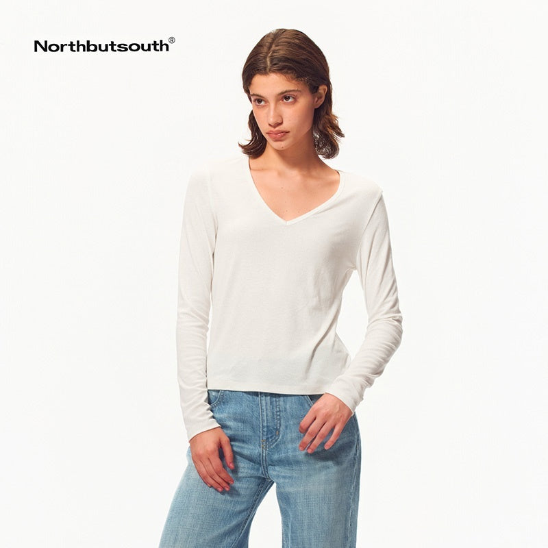 Northbutsouth_Snowflake_Texture_V-neck_Lyocell_Linen_Women&