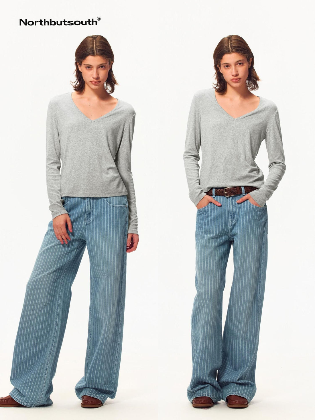 Northbutsouth Snowflake Texture V-neck Lyocell Linen Women&