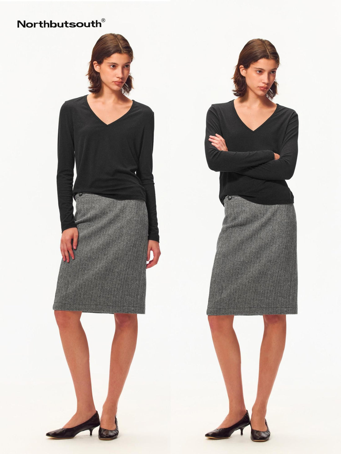Northbutsouth Snowflake Texture V-neck Lyocell Linen Women&