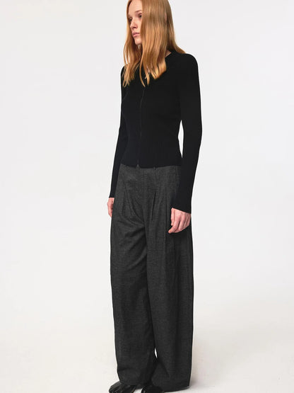 Soft Wool Blend Raglan Sleeve Cardigan