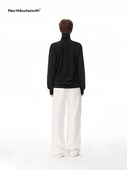 Northbutsouth Solid High Neck Layering Loose Fit Women&