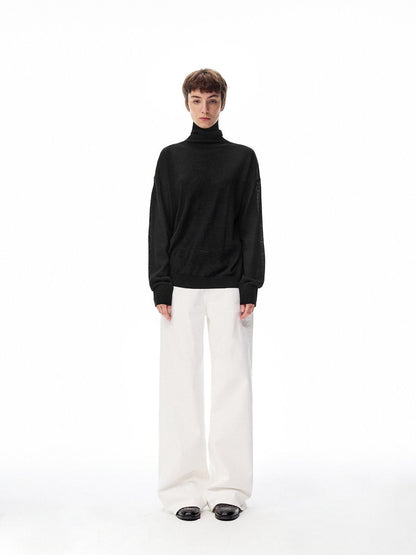Northbutsouth Solid High Neck Layering Loose Fit Women&