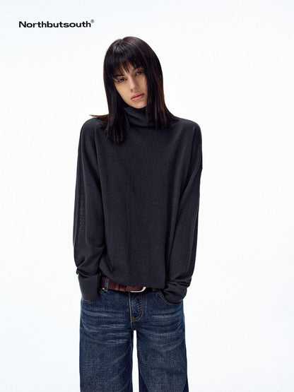 Northbutsouth Solid High Neck Layering Loose Fit Women&