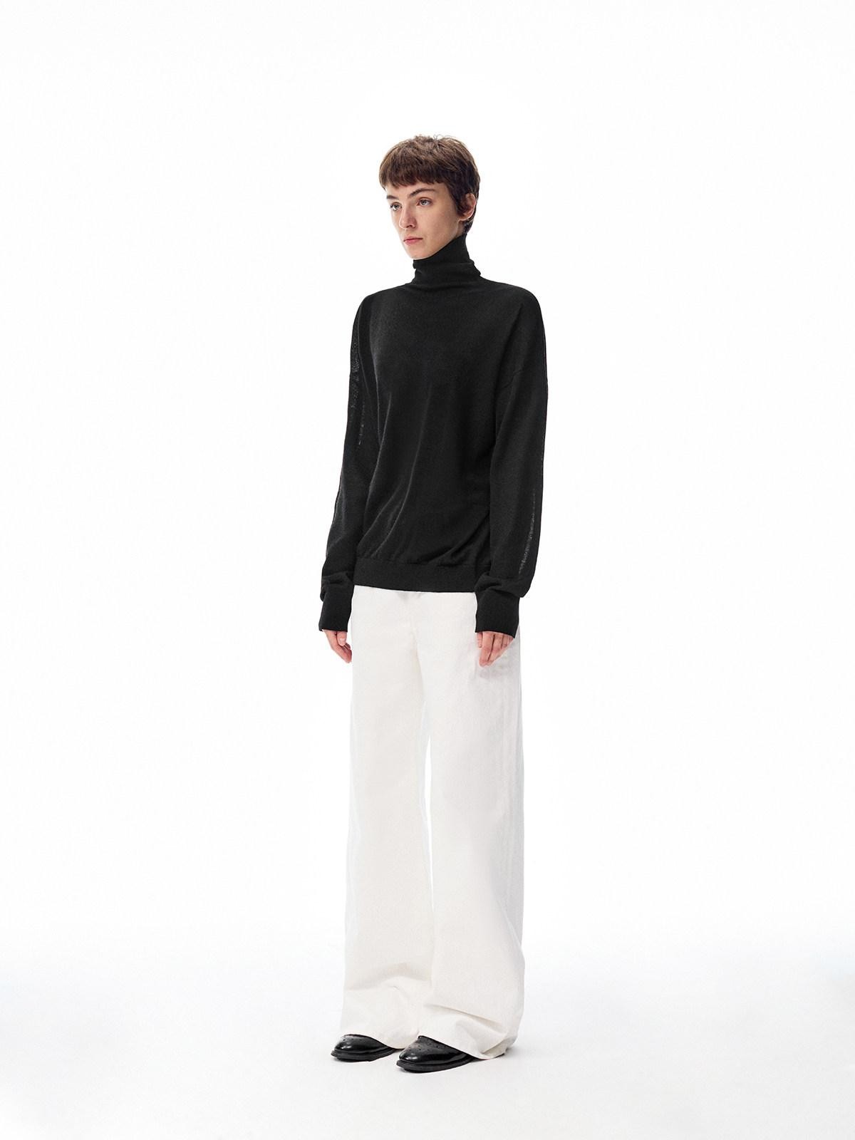 Northbutsouth Solid High Neck Layering Loose Fit Women&