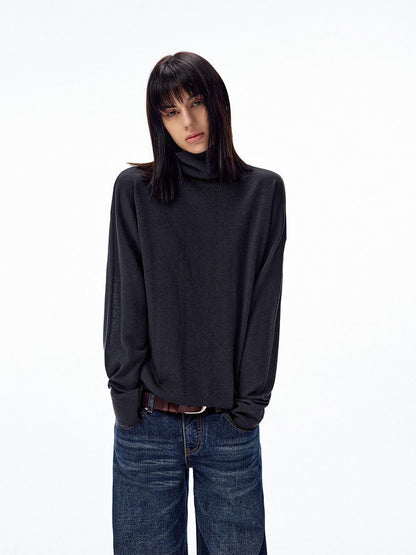 Northbutsouth Solid High Neck Layering Loose Fit Women&