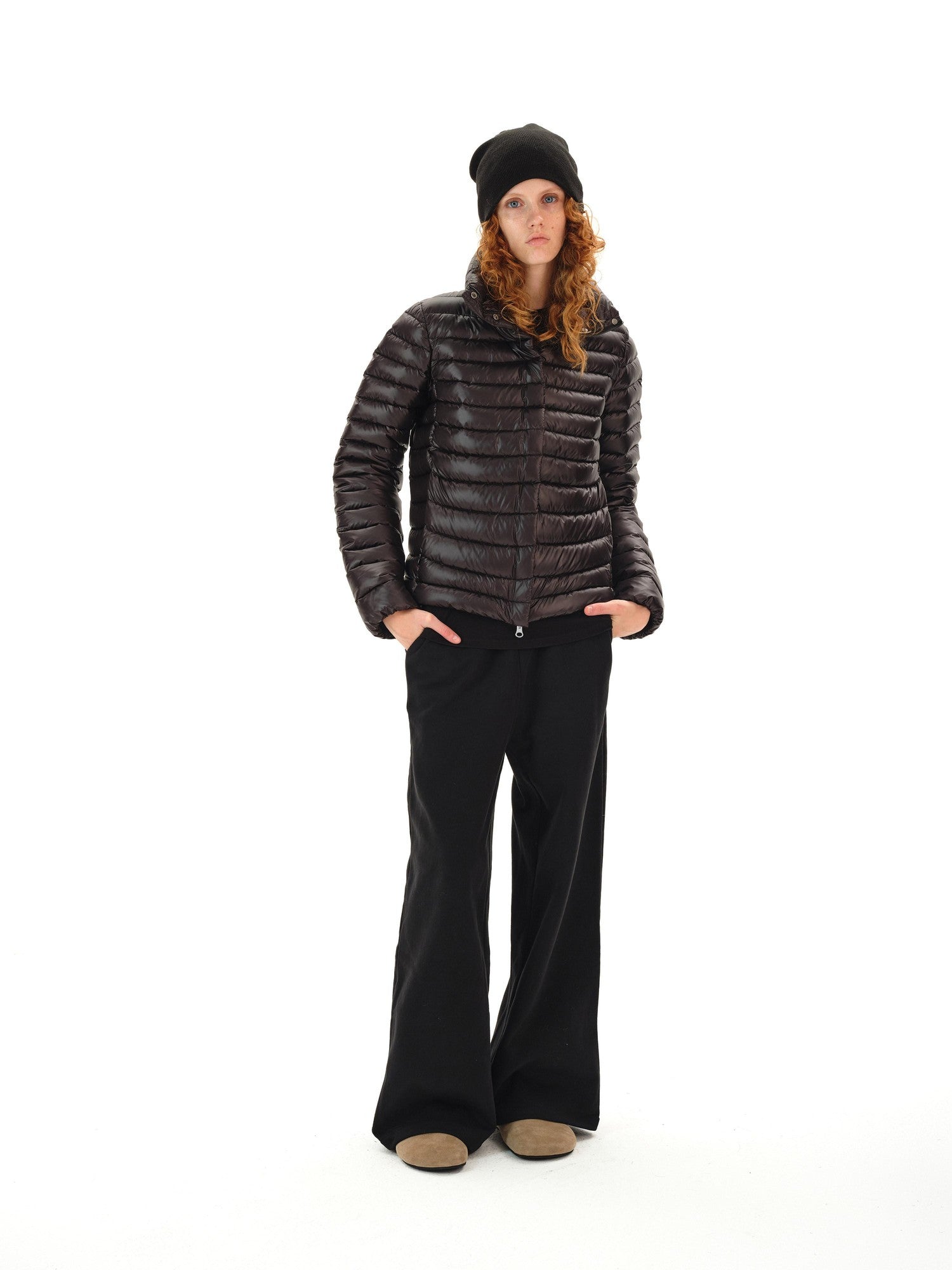 Northbutsouth Space Ribbed Stand Collar Women&
