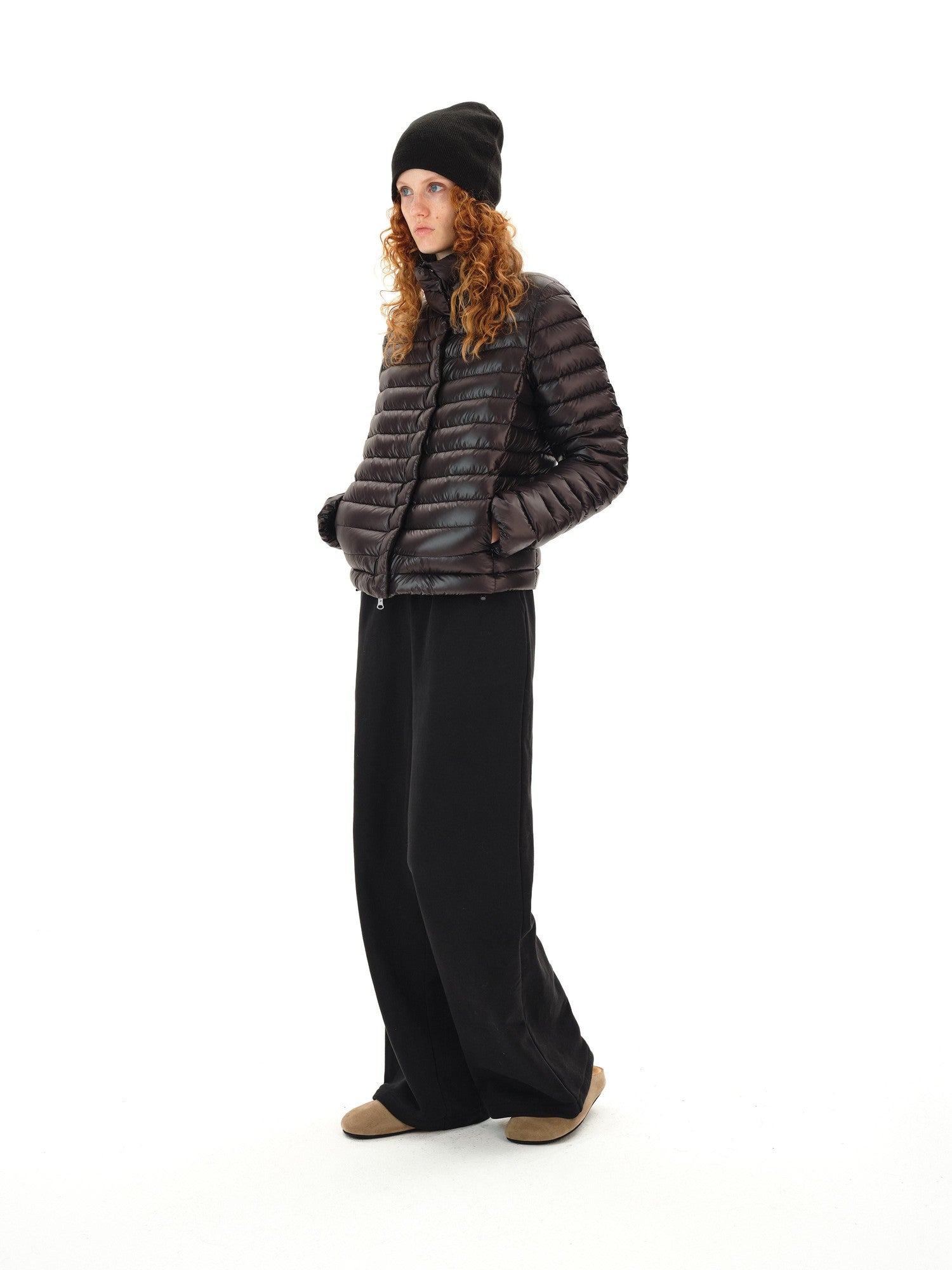 Northbutsouth Space Ribbed Stand Collar Women&