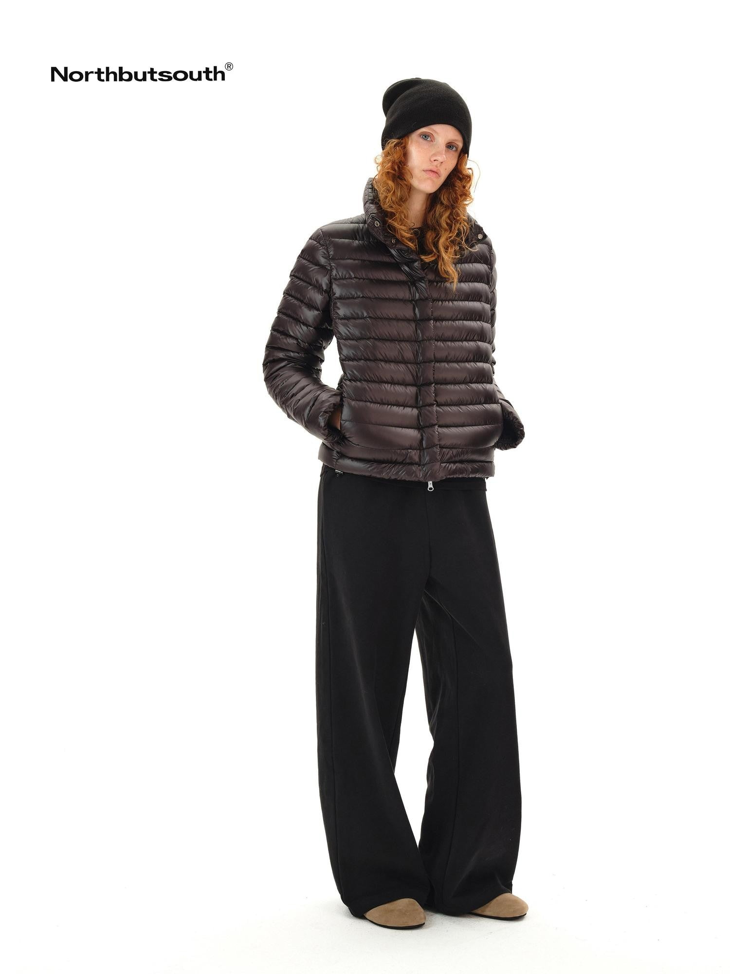 Northbutsouth Space Ribbed Stand Collar Women&