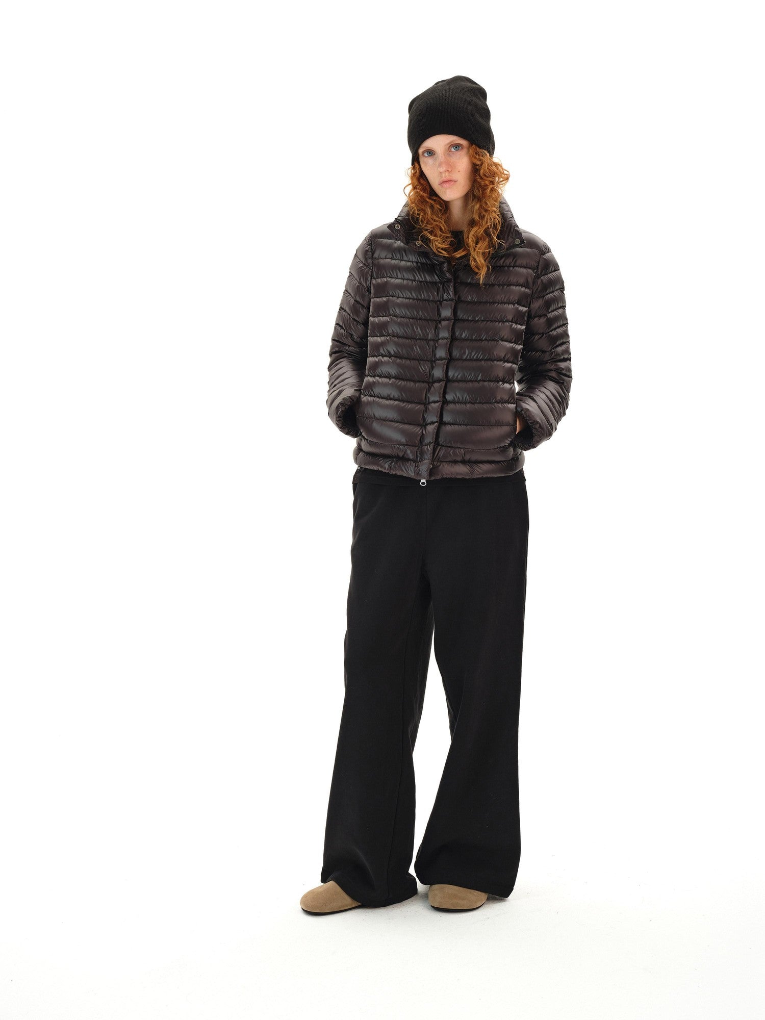 Northbutsouth Space Ribbed Stand Collar Women&