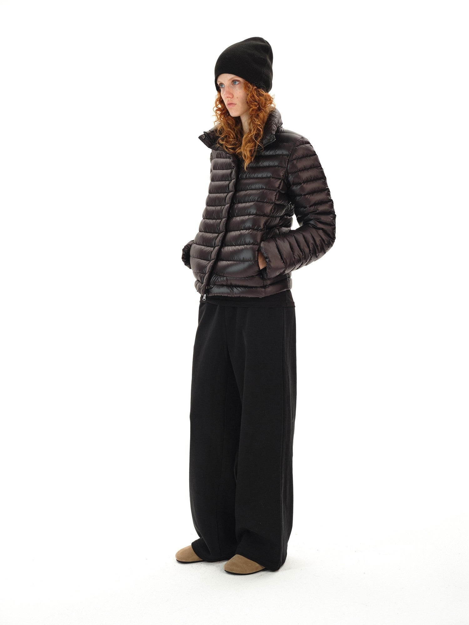 Northbutsouth Space Ribbed Stand Collar Women&
