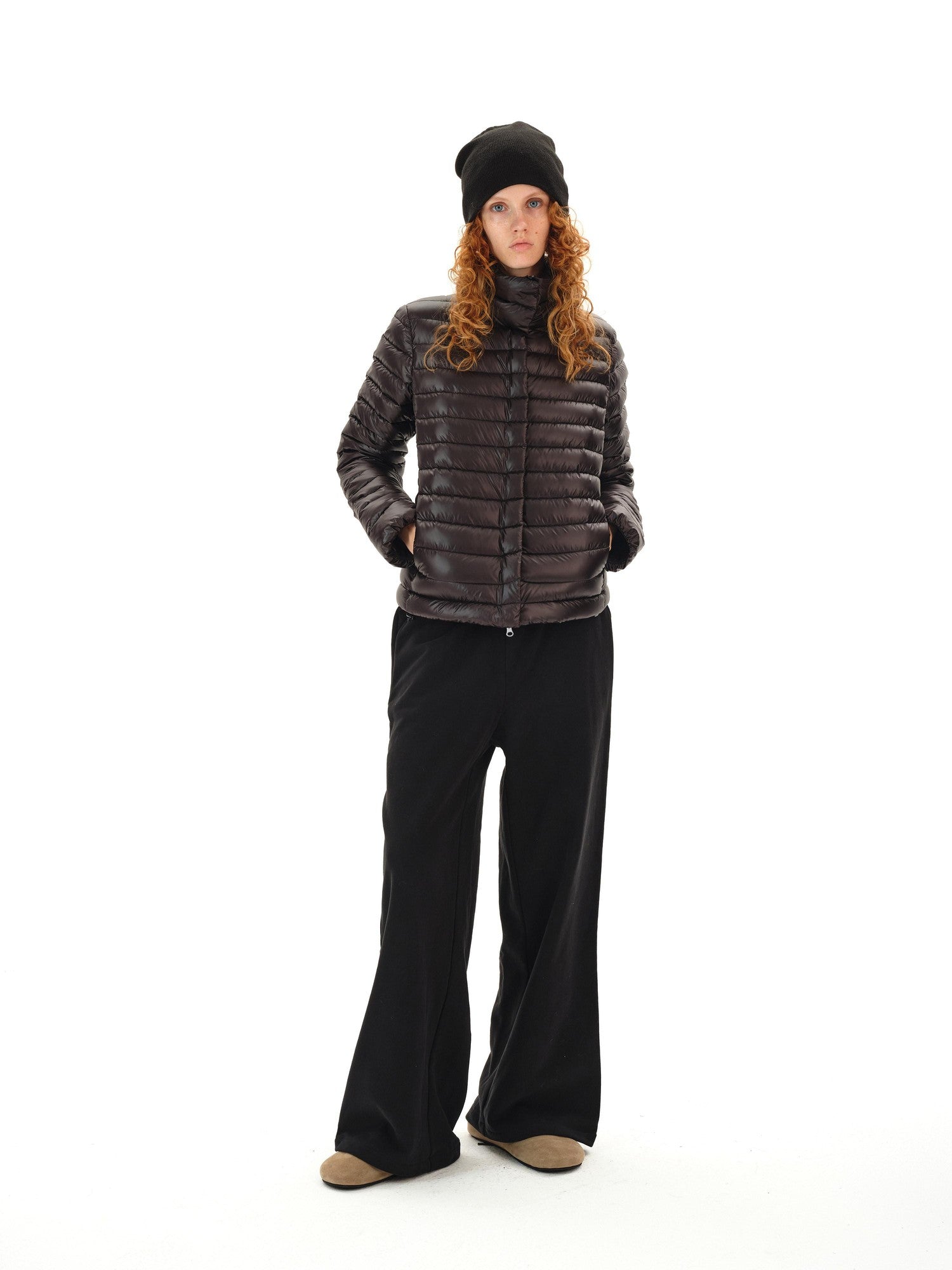 Northbutsouth Space Ribbed Stand Collar Women&