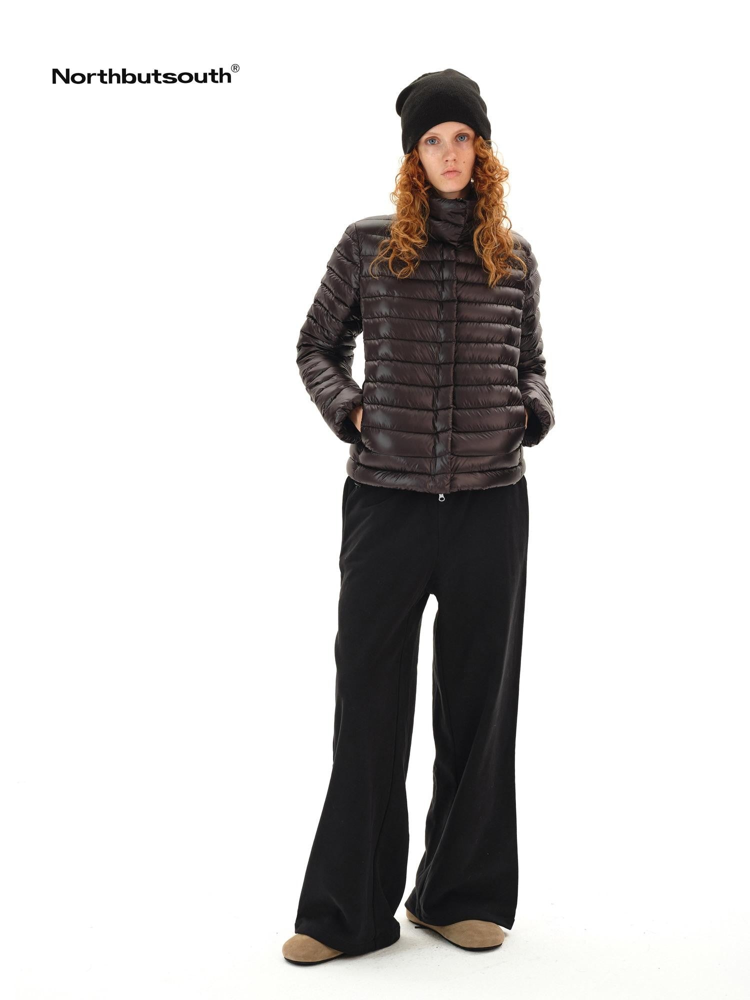 Northbutsouth Space Ribbed Stand Collar Women&
