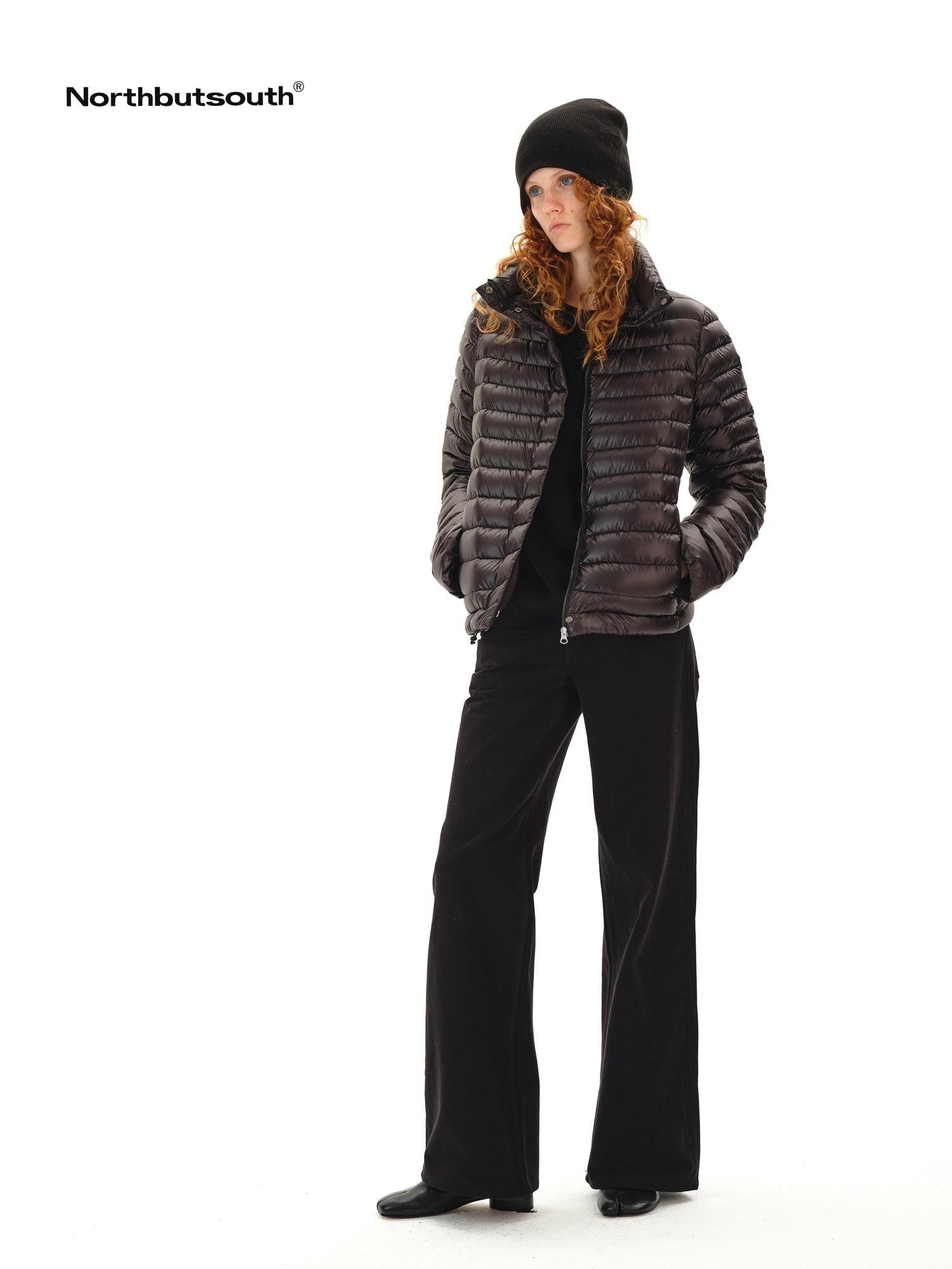 Northbutsouth Space Ribbed Stand Collar Women&