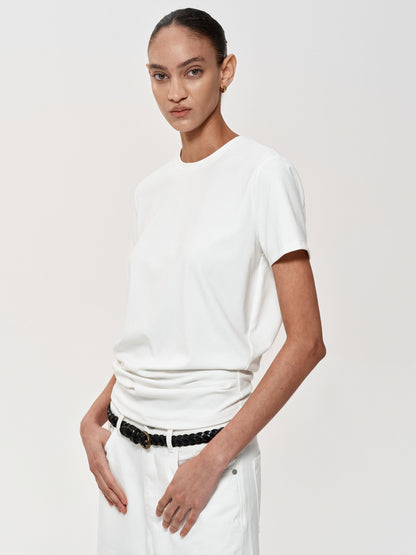 Northbutsouth Stacked Pleat Hem Round Neck T-shirt
