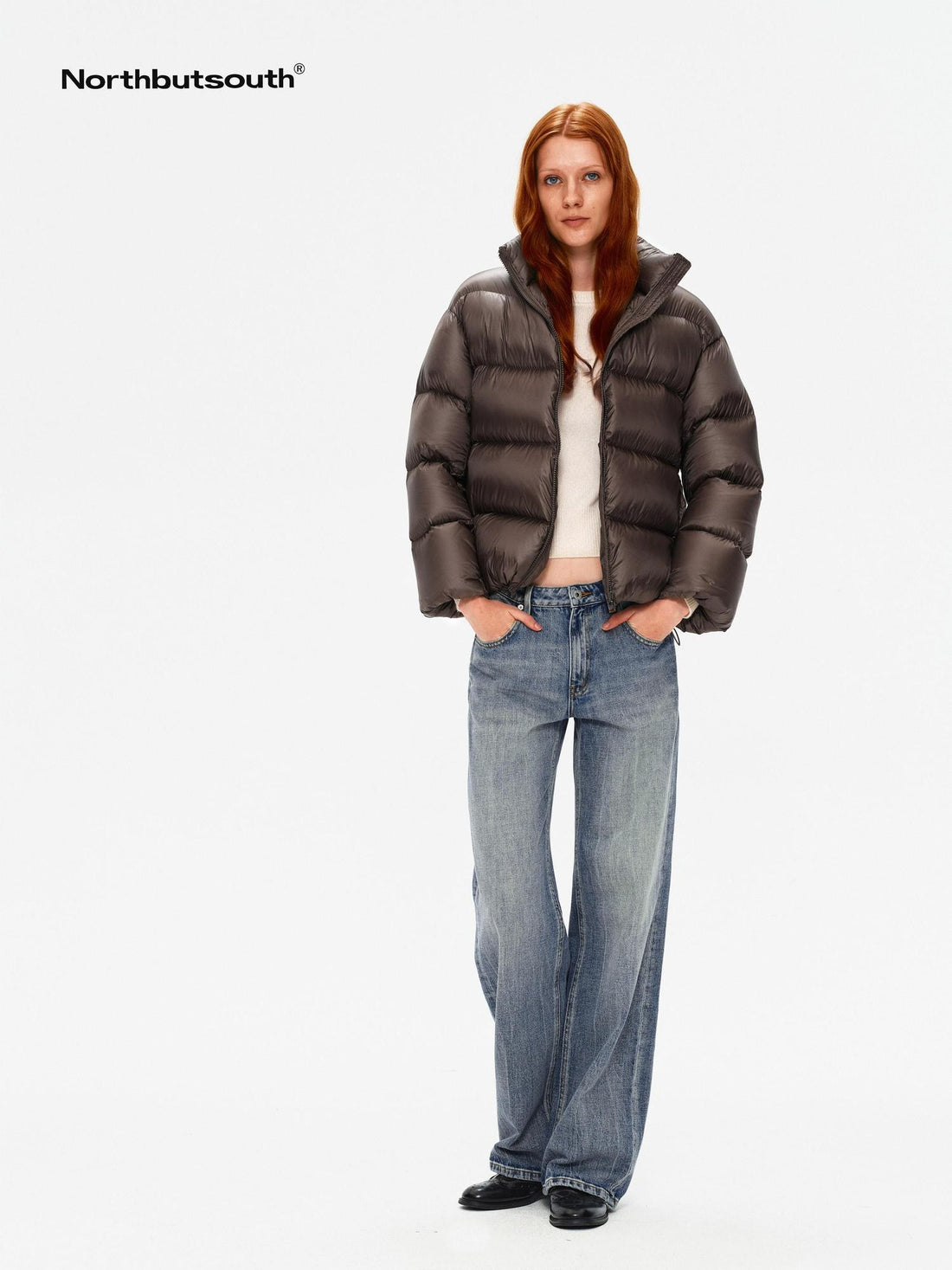 Northbutsouth Stand Collar Lightweight Fluffy Women&