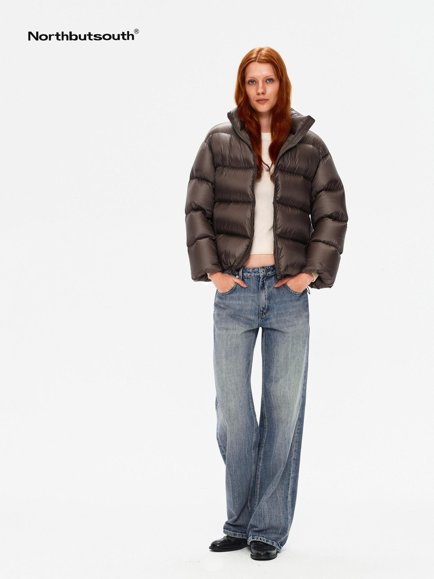 Northbutsouth Stand Collar Lightweight Fluffy Women&