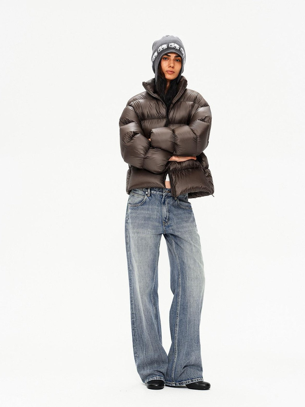 Northbutsouth Stand Collar Lightweight Fluffy Women&