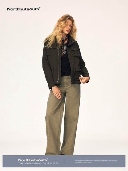 Northbutsouth_Stand_Collar_Multi_Pocket_Color_Block_Slim_Fit_Women&