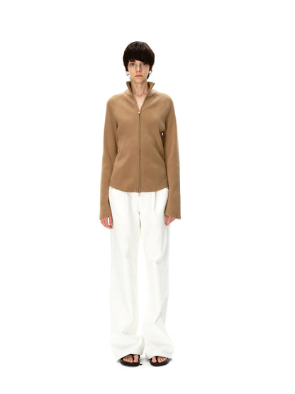 Northbutsouth Stand Collar Wool Double Headed Zipper Cardigan Sweater