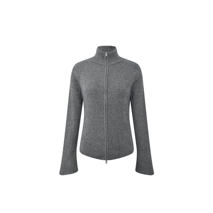 Northbutsouth Stand Collar Wool Double Headed Zipper Cardigan Sweater MISSTT