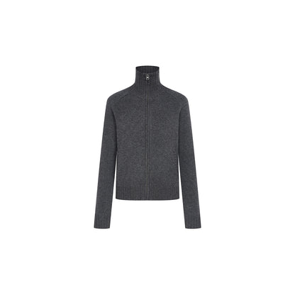 Northbutsouth Stand Collar Zip Up Knit Jacket With Pockets MISSTT