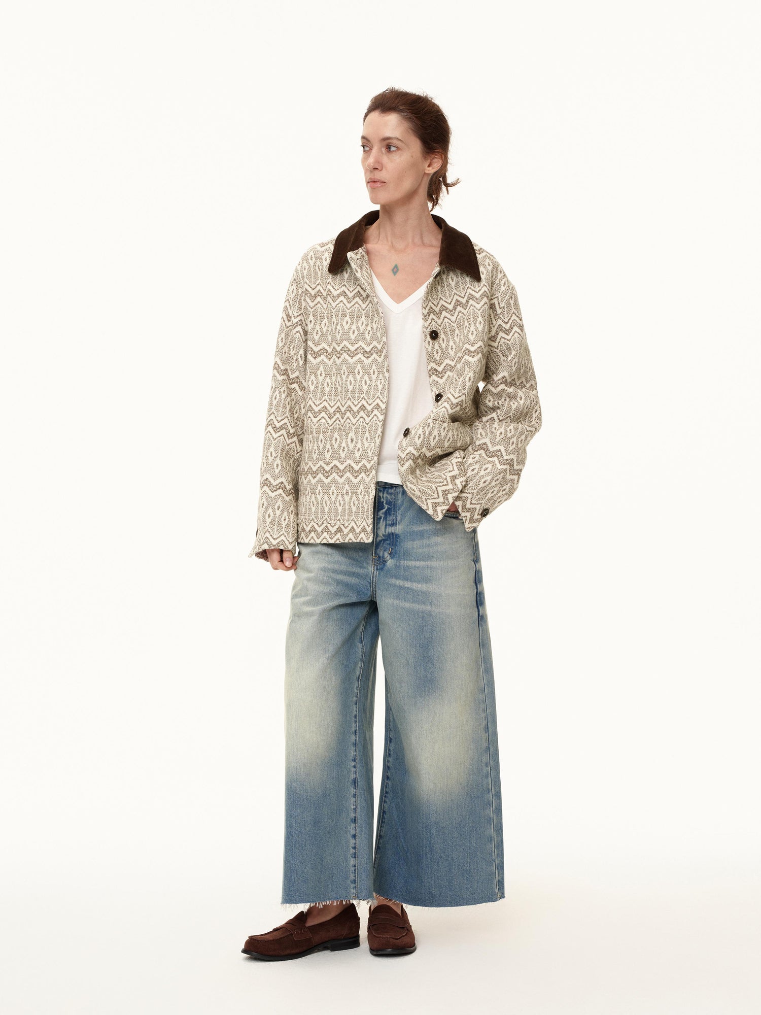 Northbutsouth Stonewashed Frayed Hem Straight Leg Jeans