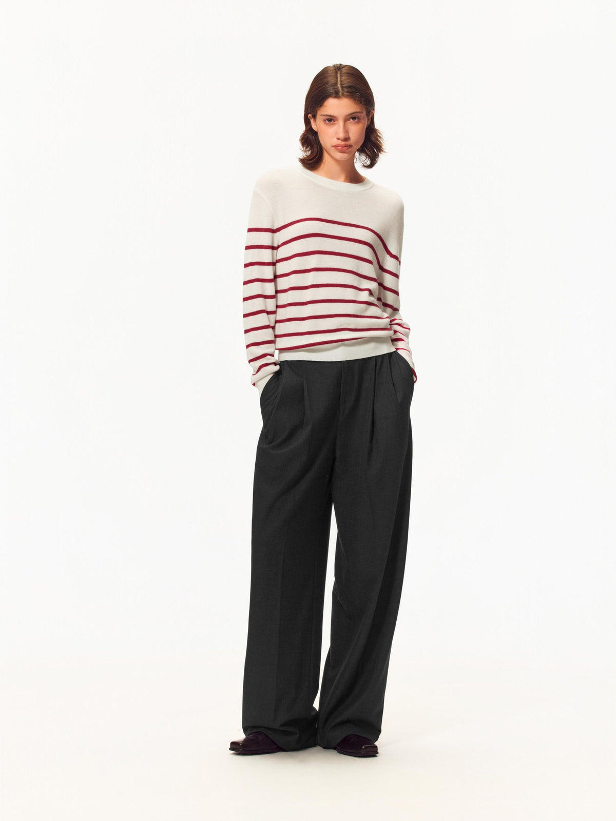 Northbutsouth Striped Color Block Crewneck Loose Women&