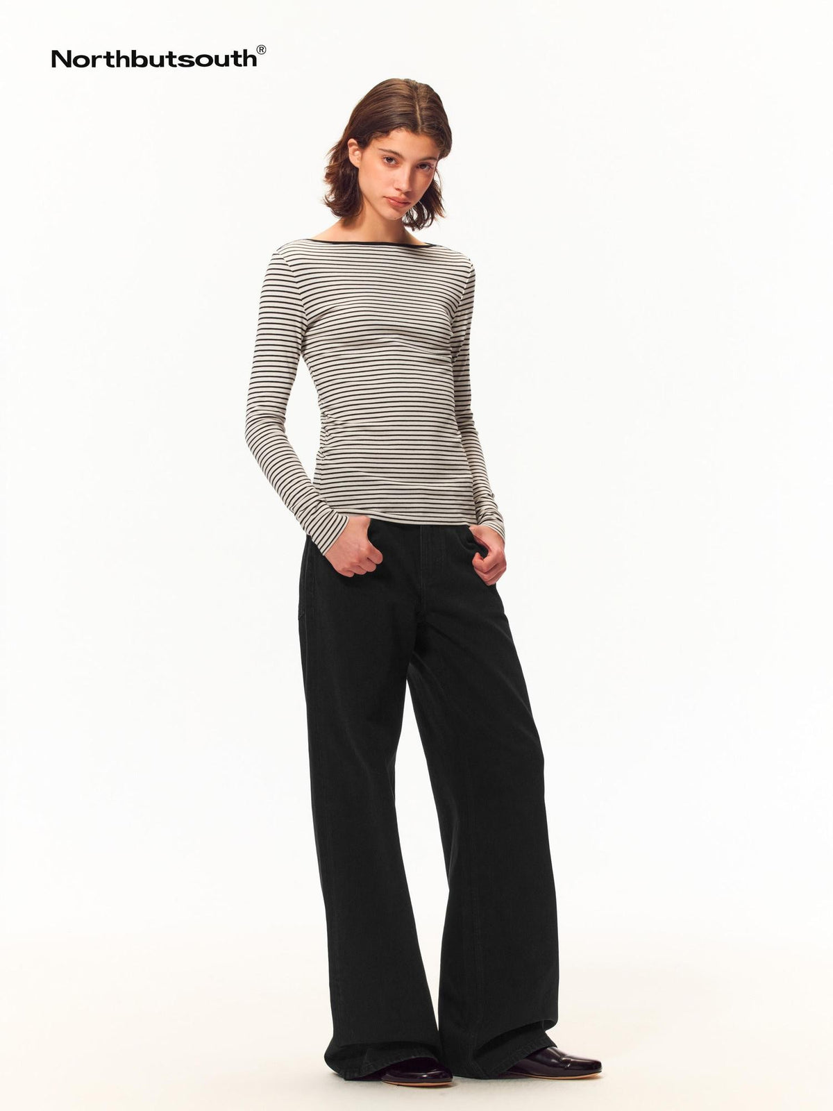 Northbutsouth Striped Slim Fit Boat Neck Women&