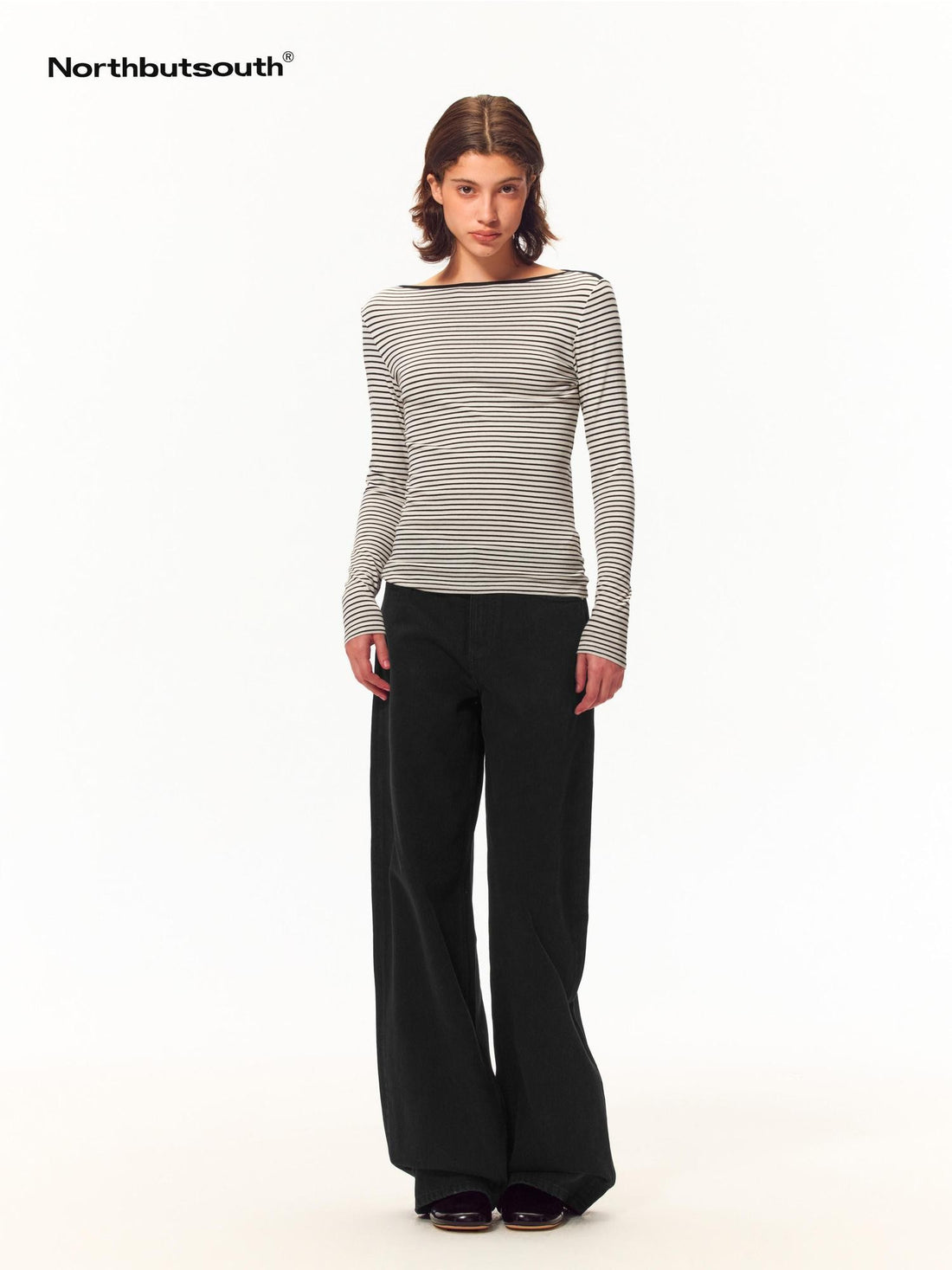 Northbutsouth Striped Slim Fit Boat Neck Women&
