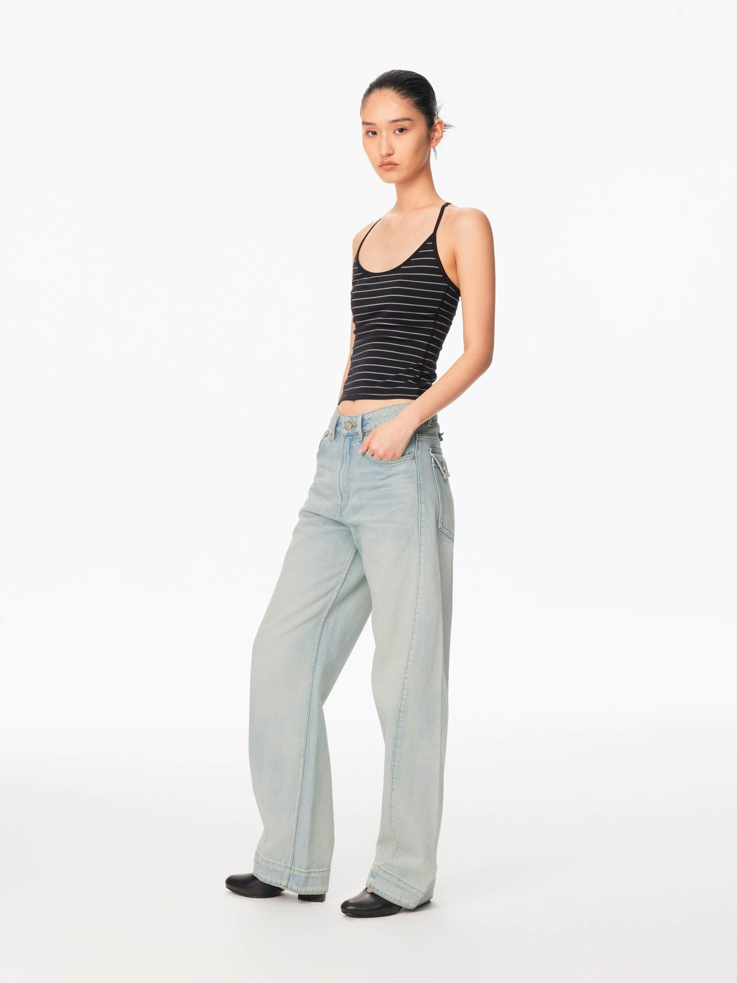 Northbutsouth Striped U Neck Racerback Slim Fit Women&