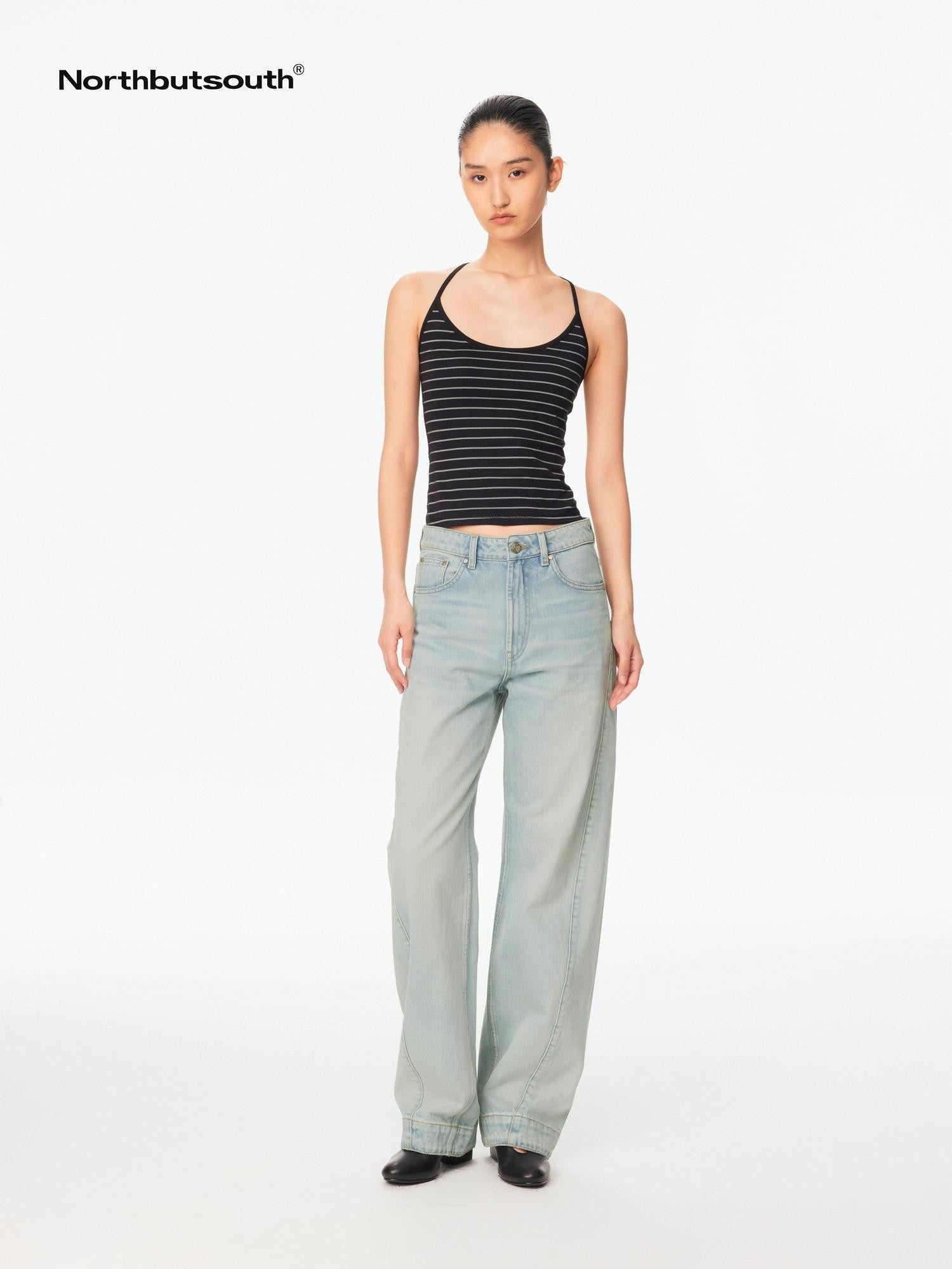 Northbutsouth Striped U Neck Racerback Slim Fit Women&
